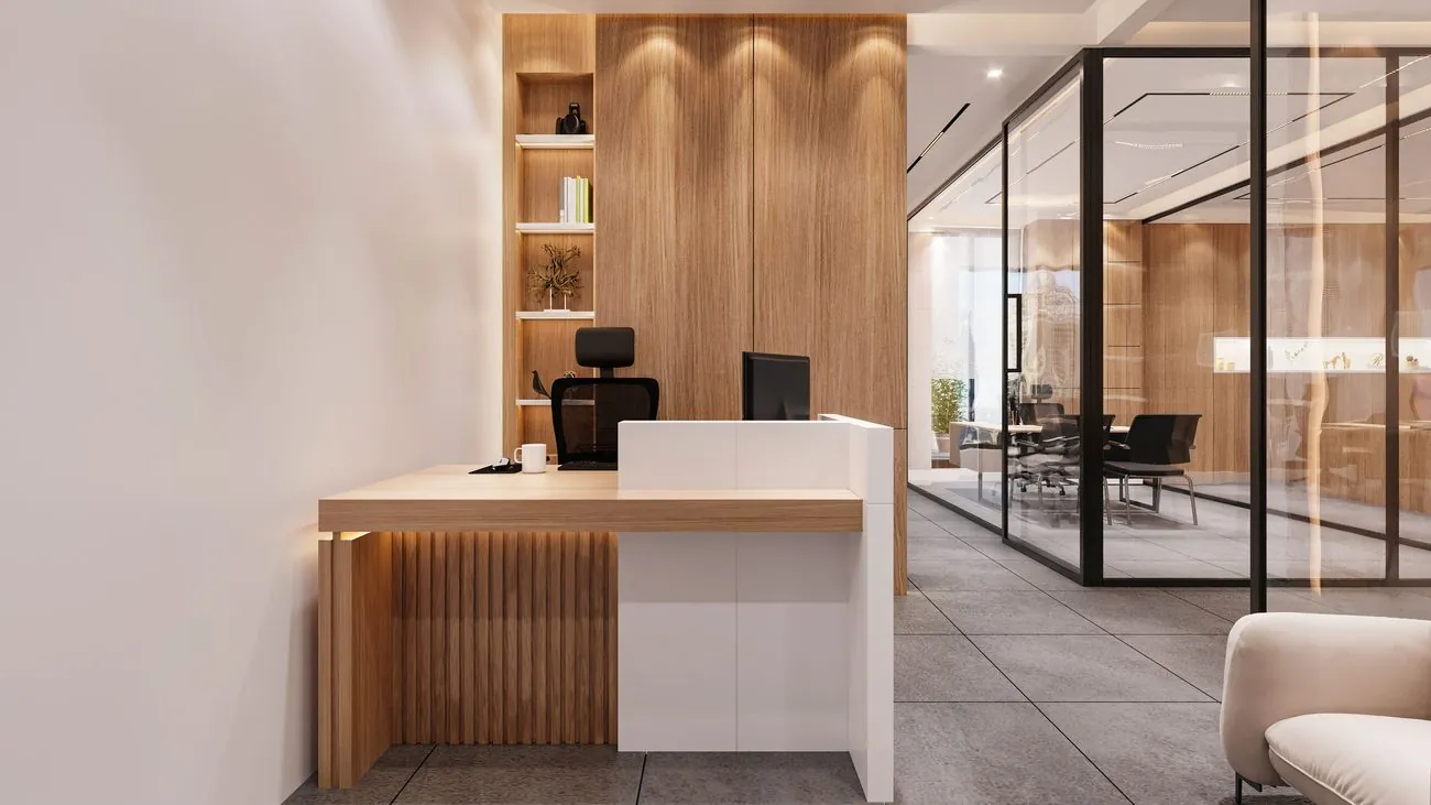 Modern office lobby maintained by Mine And Yours Cleaning